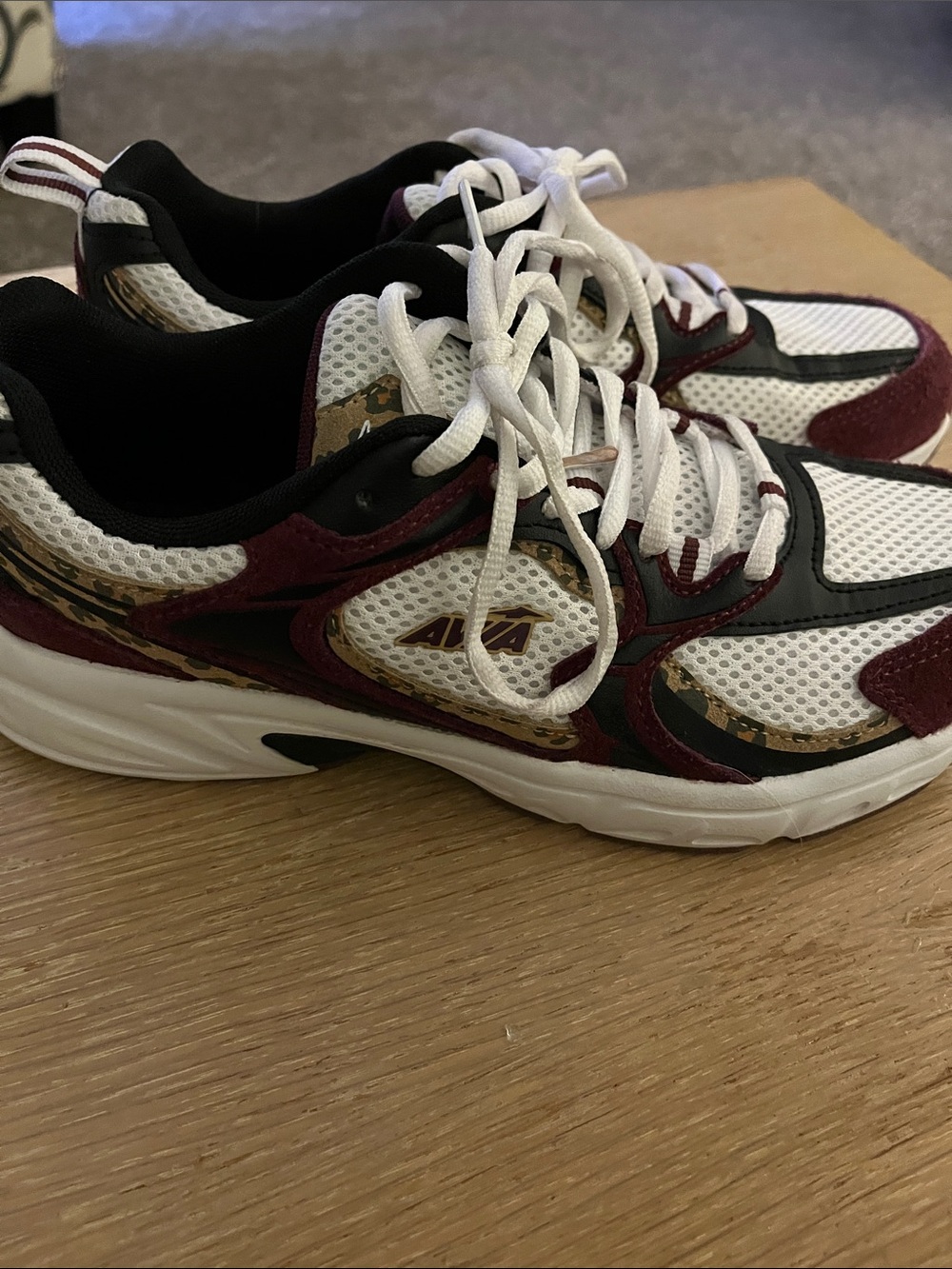 Avia Women’s 5000 Performance Sneakers in burgundy and cheetah